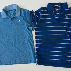 2 Blue striped polo shirt bundle Abercrombie Embroidered Banana Republic